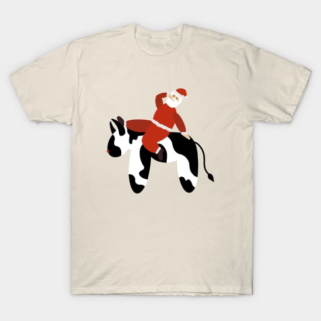 Sexy Santa Claus Riding a Cow T-Shirt by Just Vibing Chicken Joe